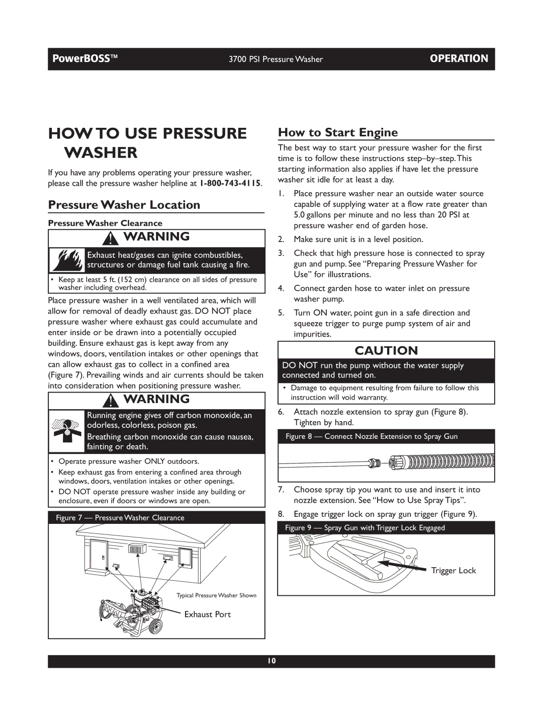 Briggs & Stratton 20262 operating instructions HOW to USE Pressure Washer, Pressure Washer Location, How to Start Engine 