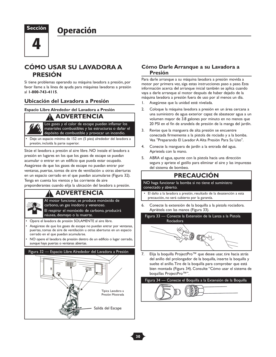 Briggs & Stratton 20263 manual Operación, Cómo Usar SU Lavadora a Presión, Ubicación del Lavadora a Presión 