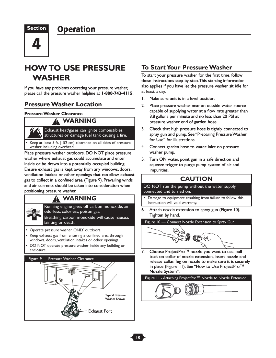 Briggs & Stratton 20263 Section Operation, How To Use Pressure Washer, Pressure Washer Location, Pressure Washer Clearance 