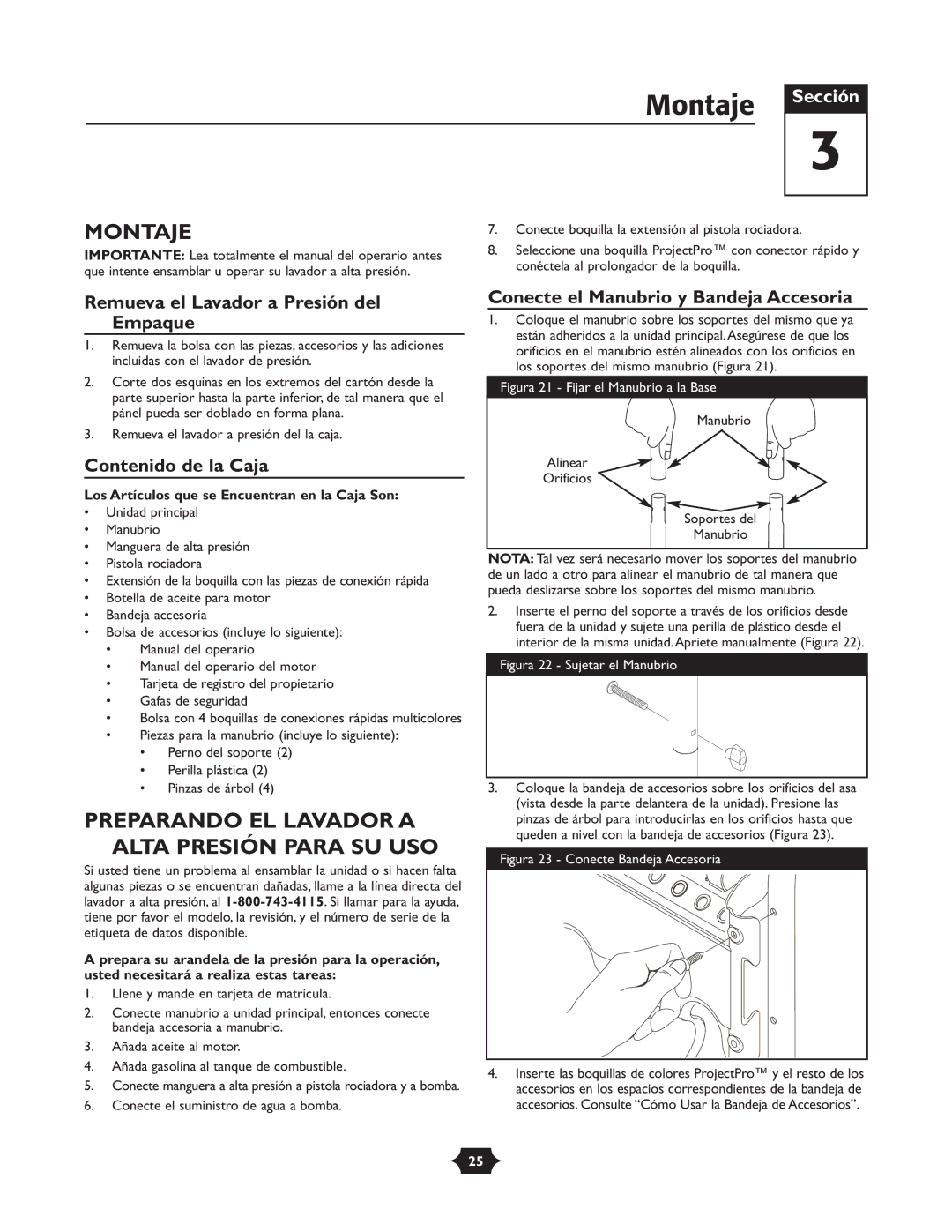 Briggs & Stratton 20270 operating instructions Montaje, Preparando EL Lavador a Alta Presión Para SU USO 