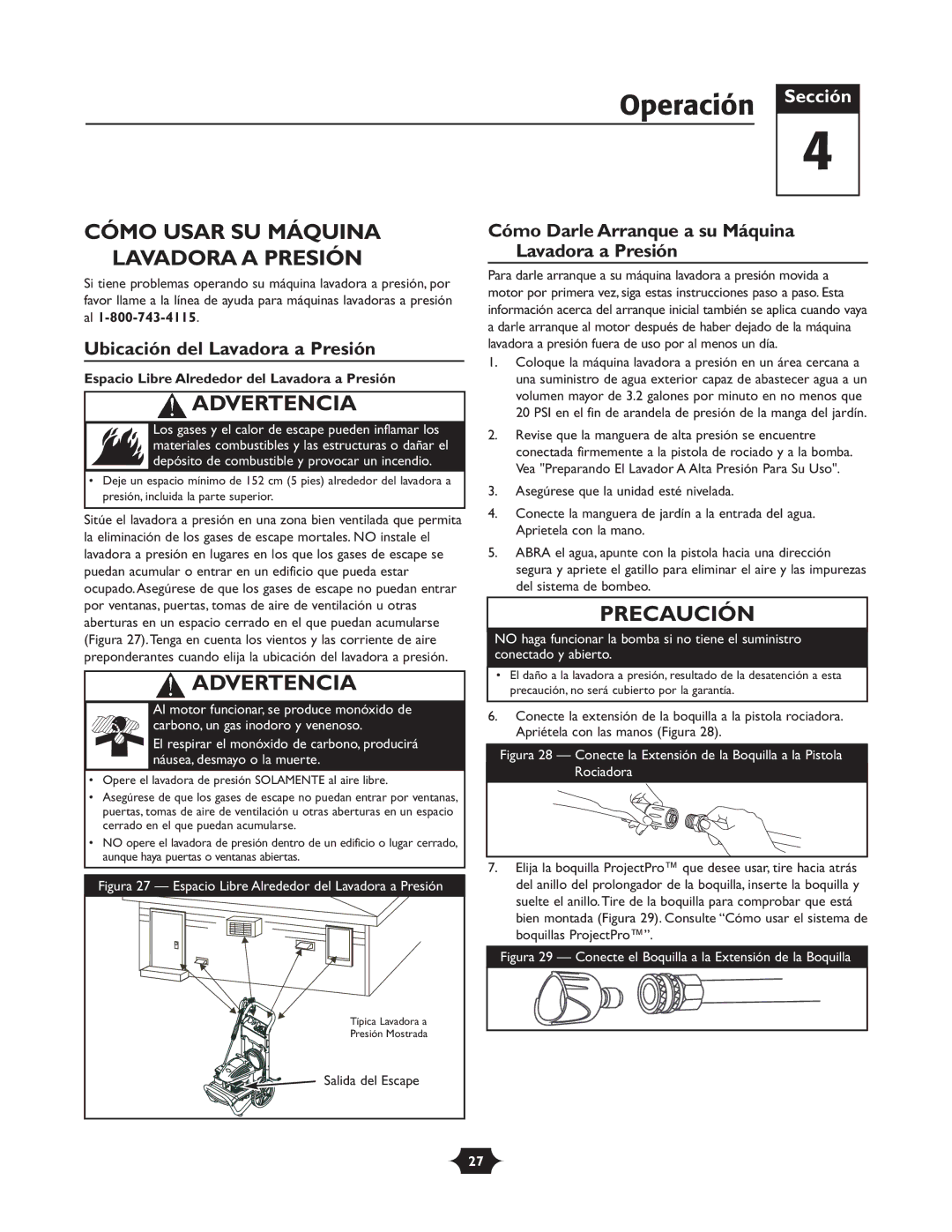 Briggs & Stratton 20270 Operación, Cómo Usar SU Máquina Lavadora a Presión, Ubicación del Lavadora a Presión 