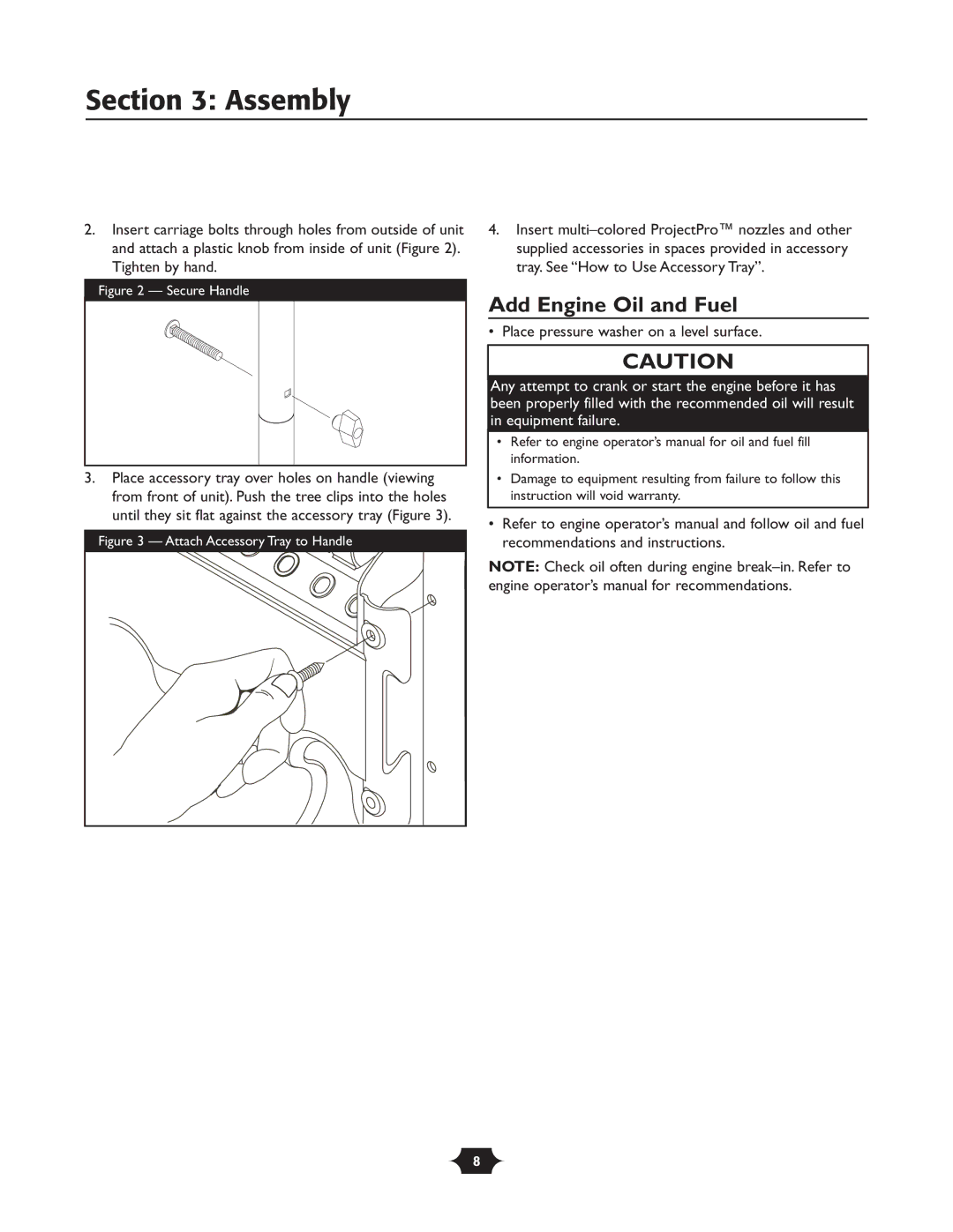 Briggs & Stratton 20270 operating instructions Assembly, Add Engine Oil and Fuel 