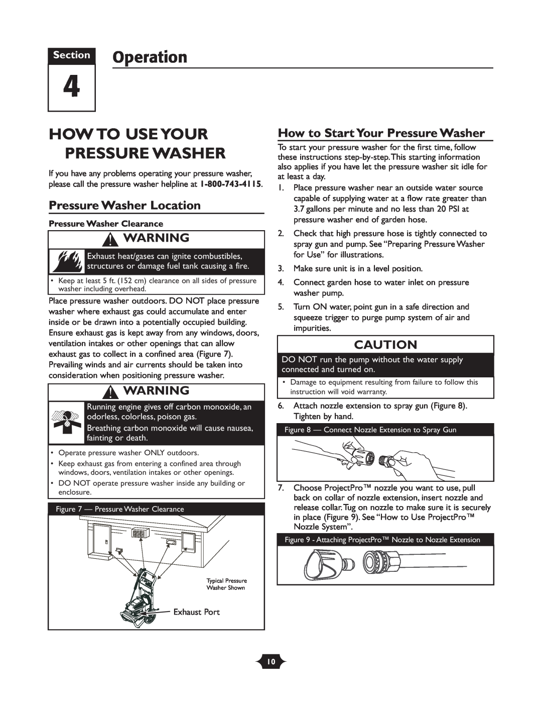Briggs & Stratton 20270 operating instructions Section Operation, How To Use Your Pressure Washer, Pressure Washer Location 
