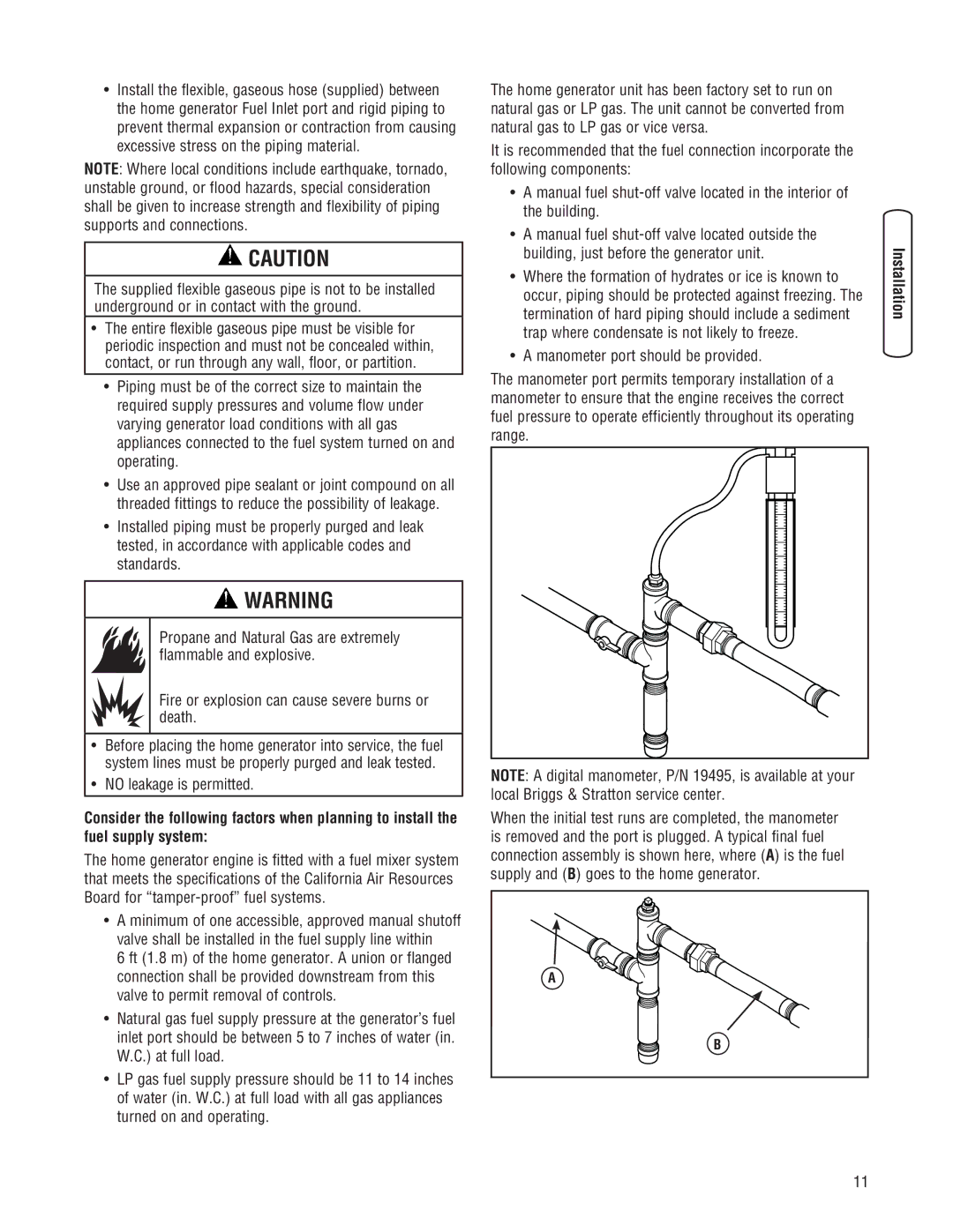 Briggs & Stratton 202826GS system manual No leakage is permitted 