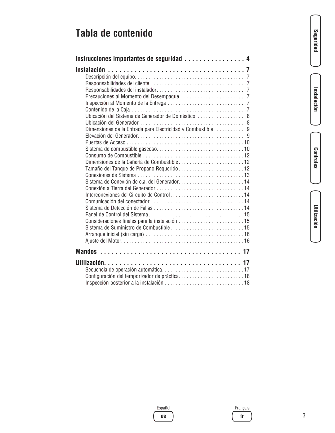 Briggs & Stratton 202826GS system manual Instrucciones importantes de seguridad Instalación, Mandos Utilización 