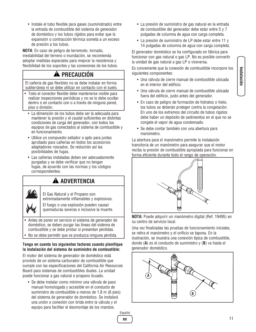 Briggs & Stratton 202826GS system manual No se debe permitir que se produzca ninguna pérdida 