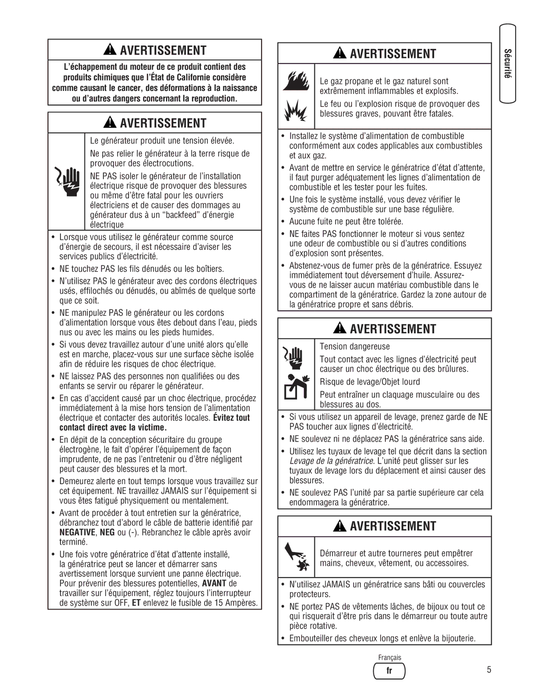 Briggs & Stratton 202826GS system manual Tension dangereuse 