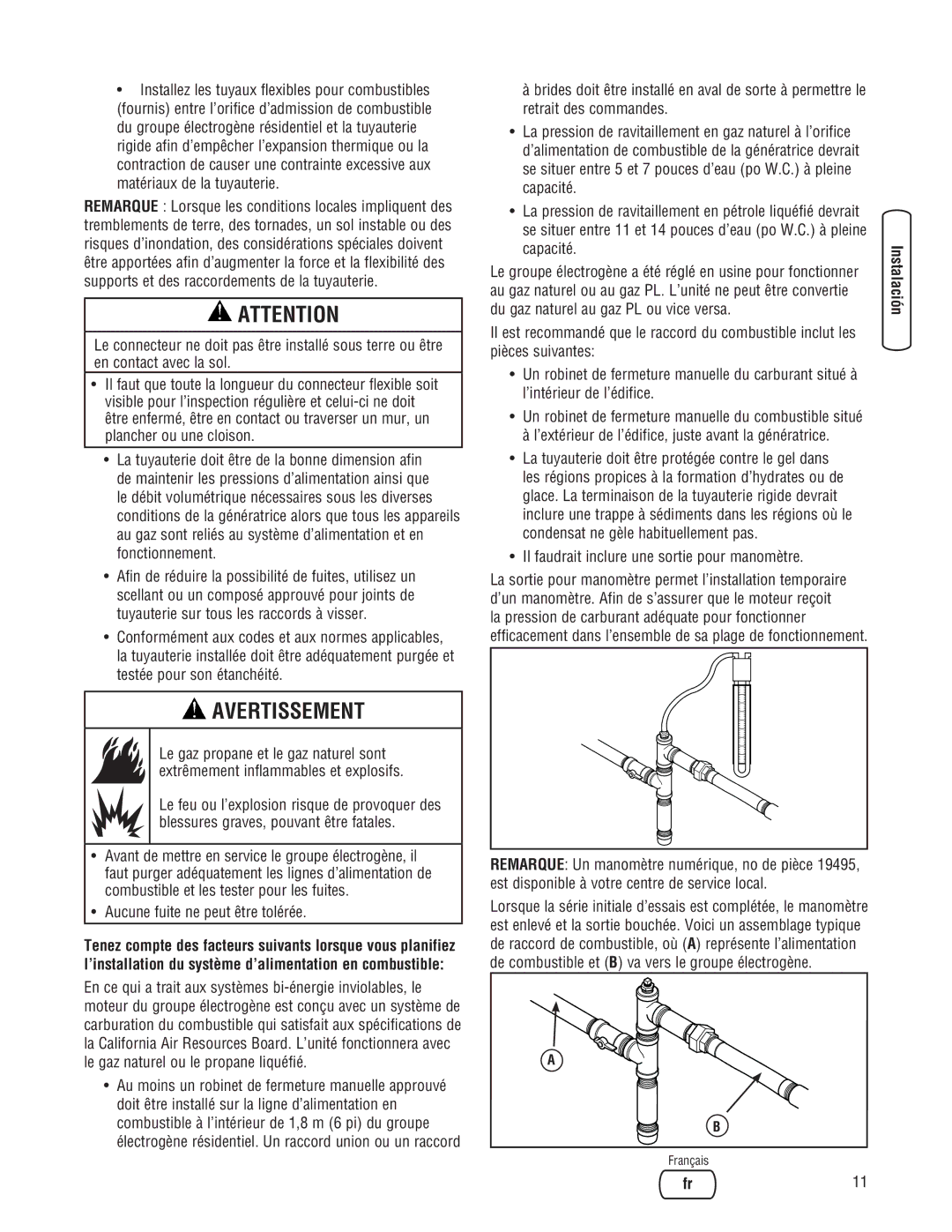 Briggs & Stratton 202826GS system manual Aucune fuite ne peut être tolérée, Retrait des commandes, Capacité 