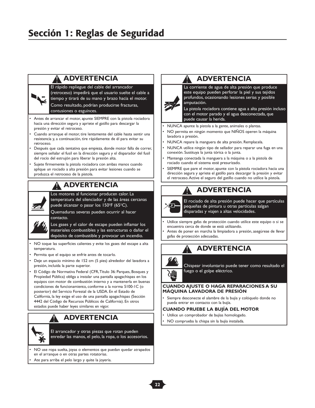 Briggs & Stratton 20289 manual Cuando Pruebe LA Bujía DEL Motor 