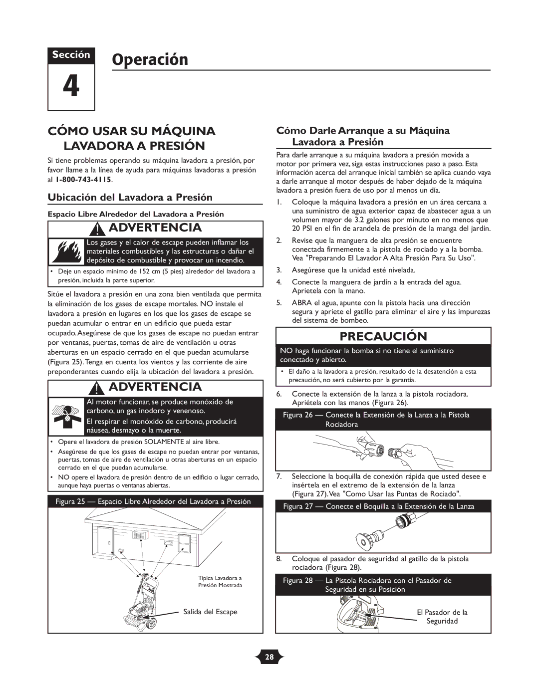 Briggs & Stratton 20289 manual Operación, Cómo Usar SU Máquina Lavadora a Presión, Ubicación del Lavadora a Presión 