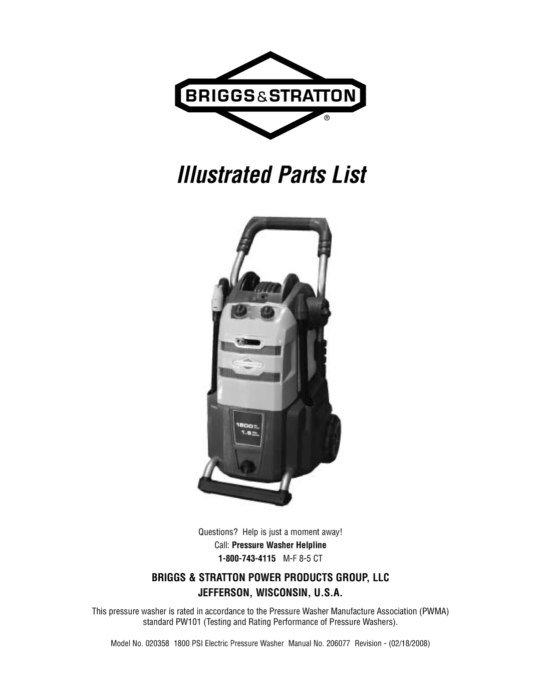 Briggs & Stratton 20358 manual Illustrated Parts List 