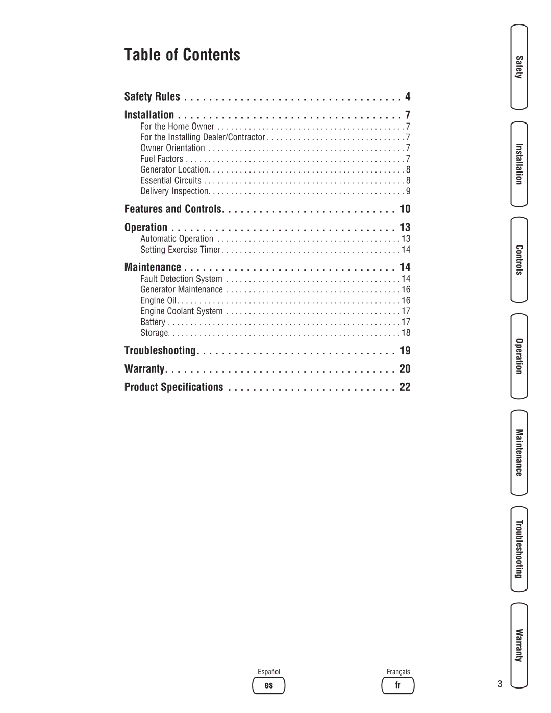 Briggs & Stratton 205051GS system manual Table of Contents 