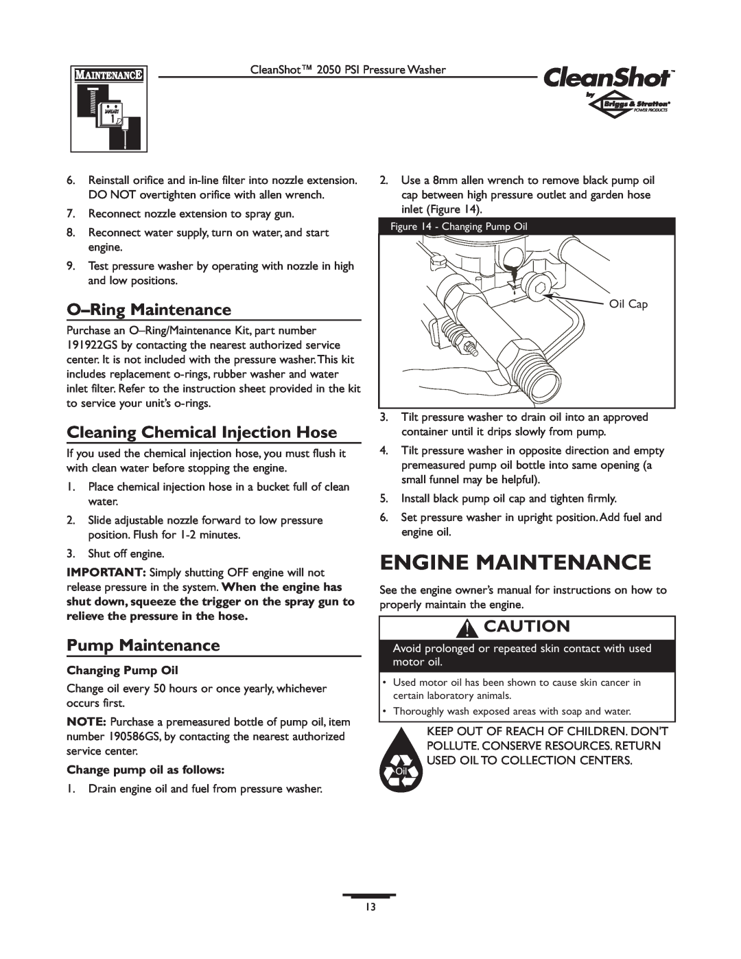 Briggs & Stratton 2050PSI Engine Maintenance, O-RingMaintenance, Cleaning Chemical Injection Hose, Pump Maintenance 