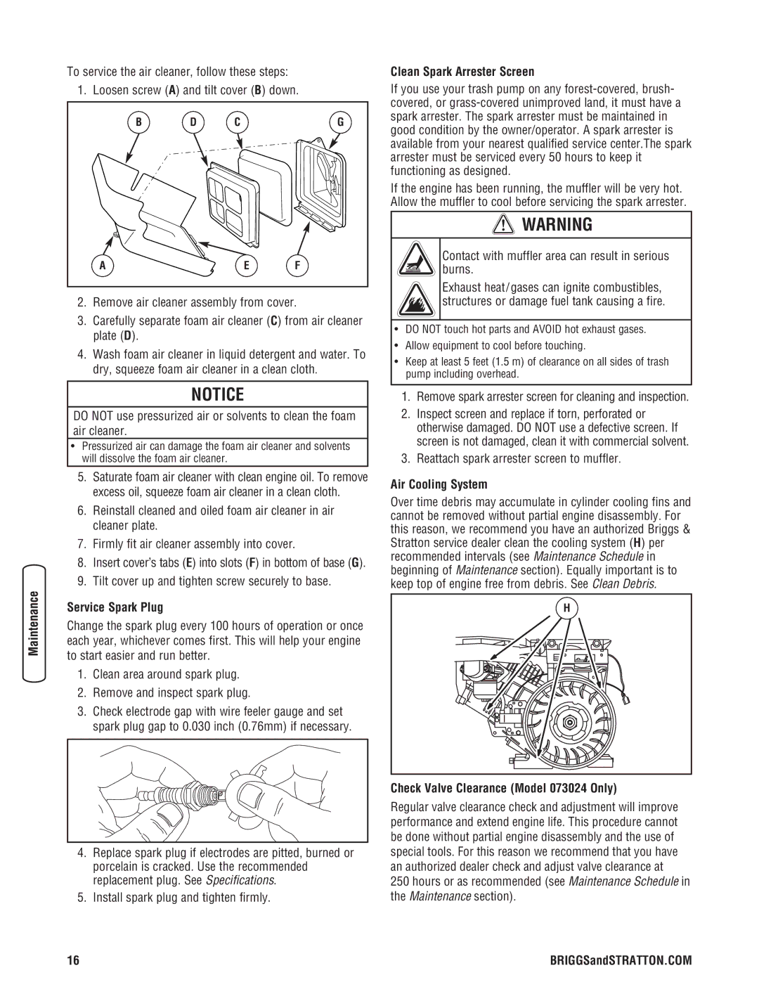 Briggs & Stratton 205378GS manual Loosen screw a and tilt cover B down, Service Spark Plug, Clean Spark Arrester Screen 