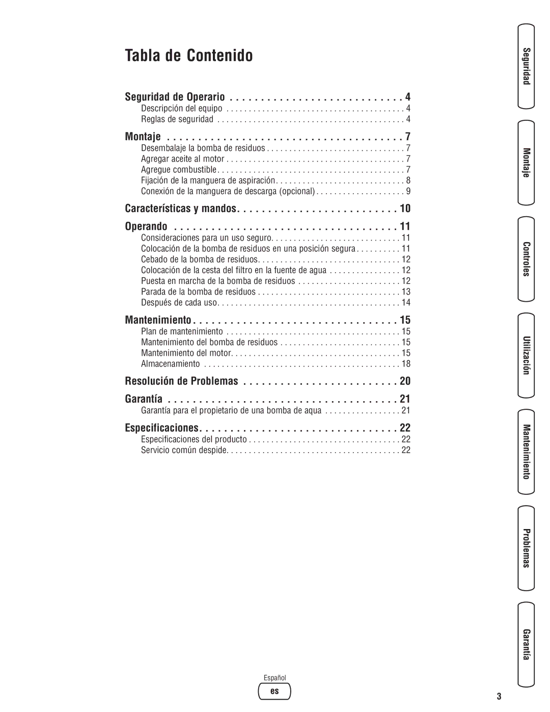 Briggs & Stratton 205378GS manual Seguridad de Operario, Montaje, Características y mandos Operando, Mantenimiento 