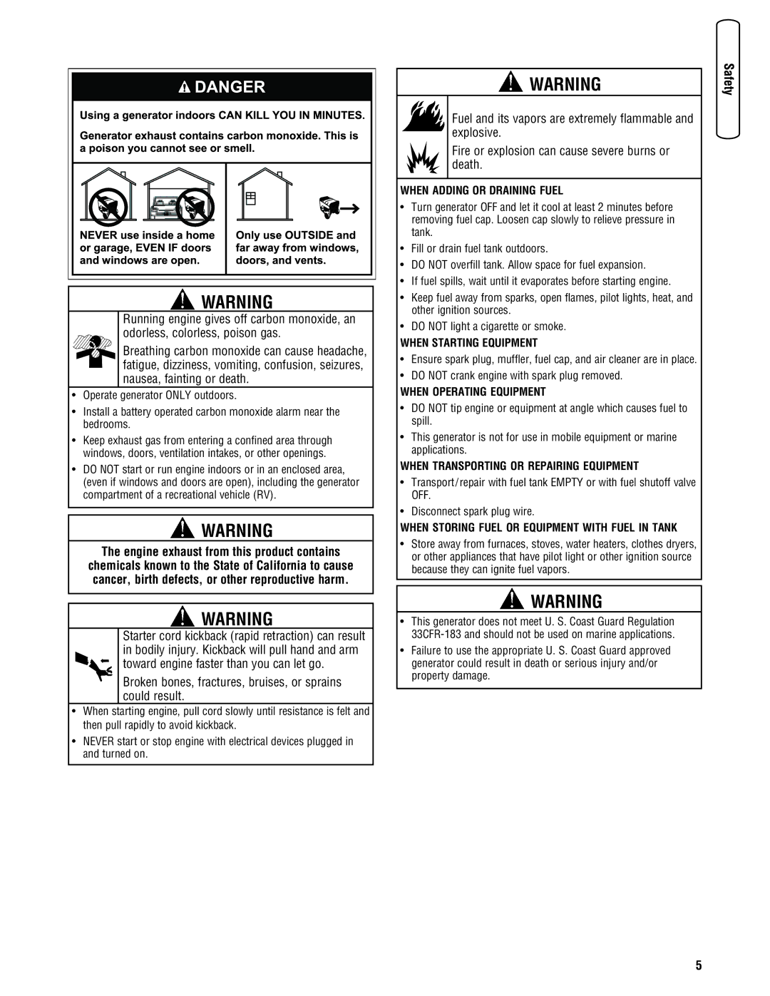 Briggs & Stratton 206494GS manual Engine exhaust from this product contains 