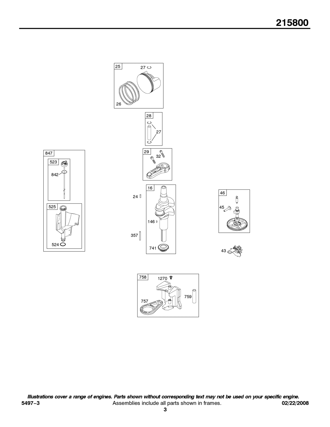 Briggs & Stratton 215800 service manual 847 523 842 525 357 524 146 741 758 1270 757 759 