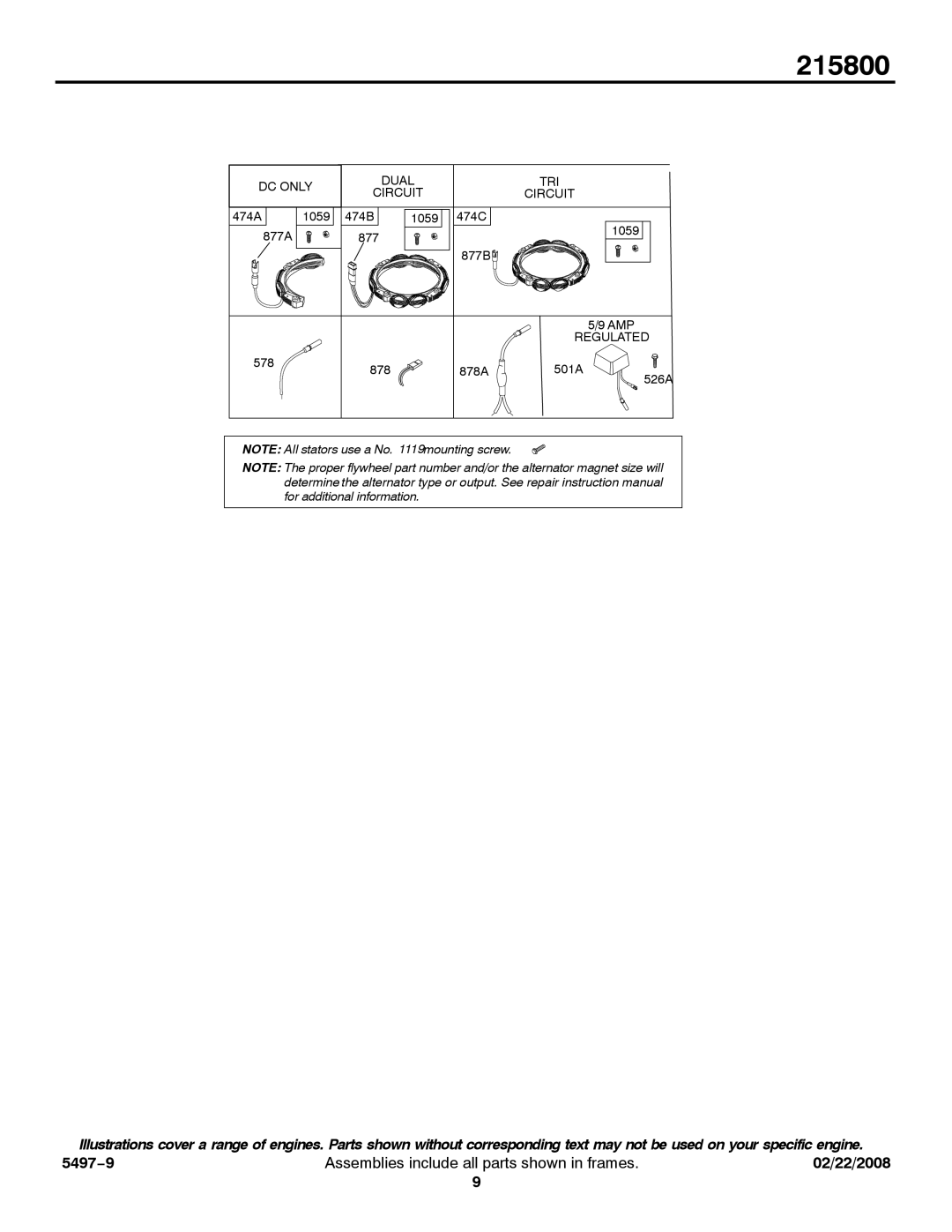 Briggs & Stratton 215800 service manual DC only Dual TRI Circuit 