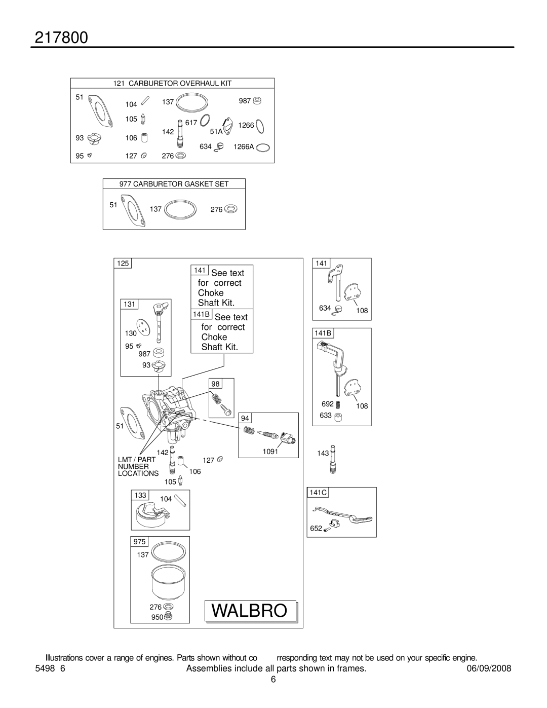 Briggs & Stratton 217800 service manual Walbro 