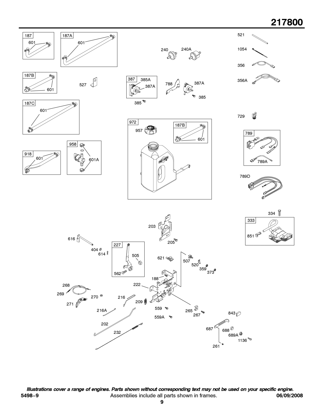 Briggs & Stratton 217800 service manual 187 187A 601 240 