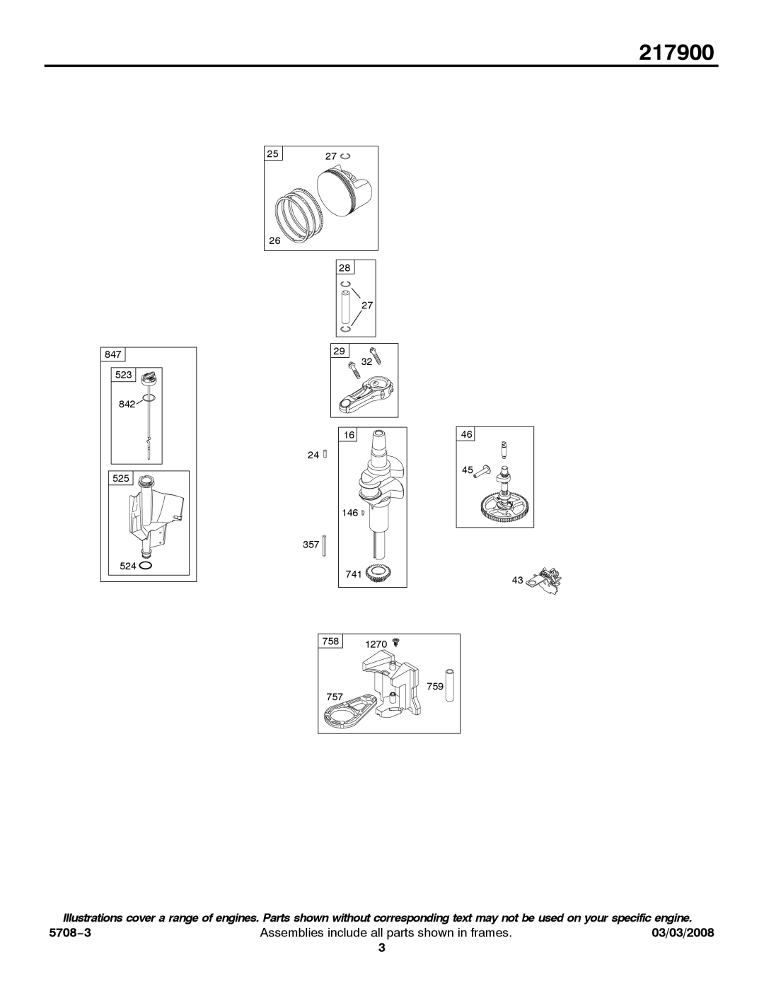 Briggs & Stratton 217900 service manual 847 523 842 525 357 524 146 741 758 1270 757 759 