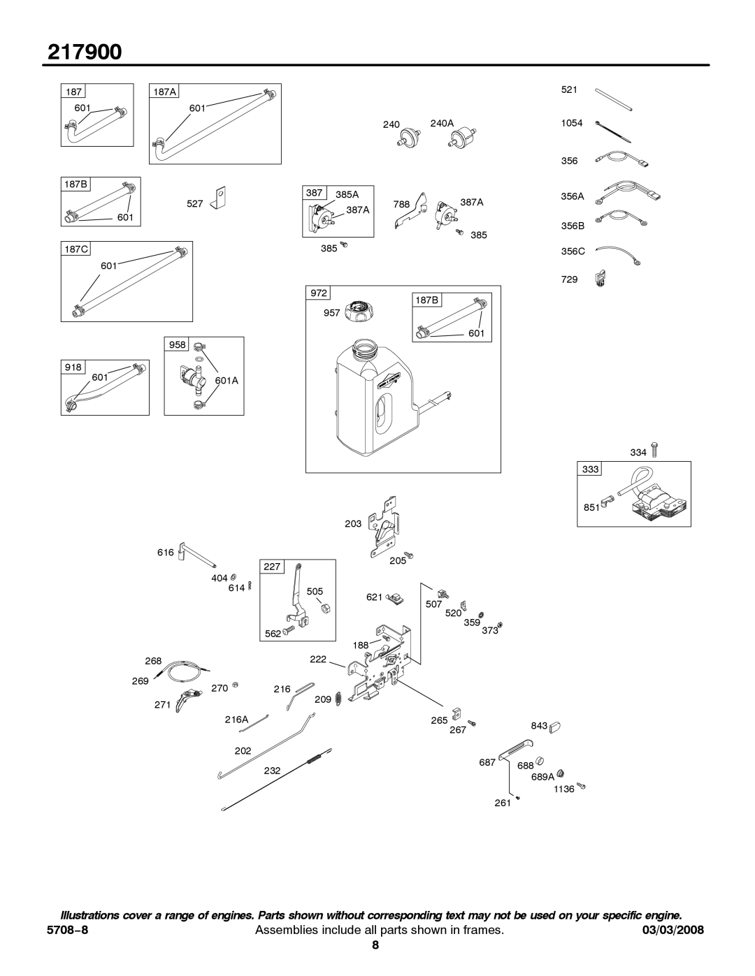 Briggs & Stratton 217900 service manual 187 601 187A 521 240 240A 1054 356 187B 527 387 385A 