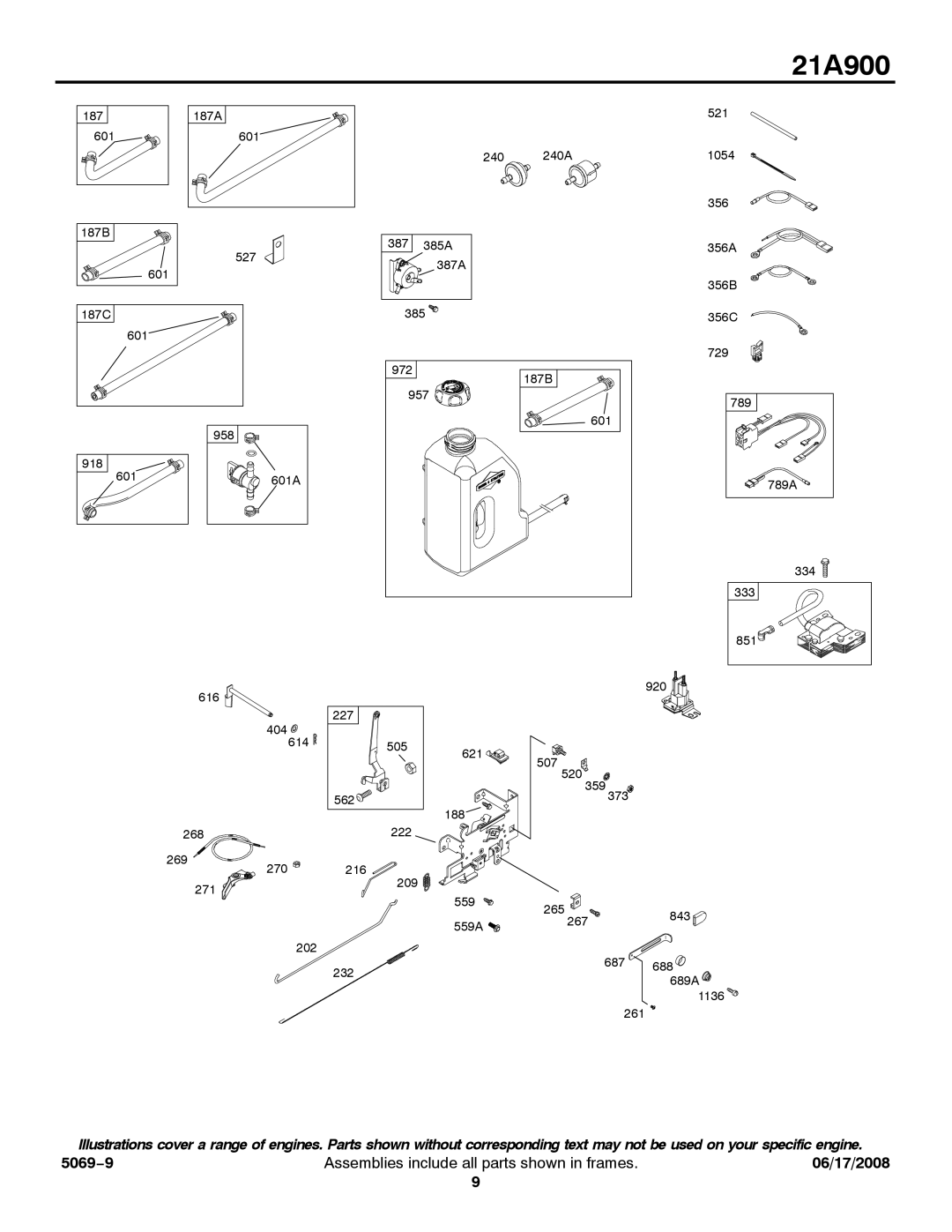 Briggs & Stratton 21A900 service manual 187 187A 601 240 