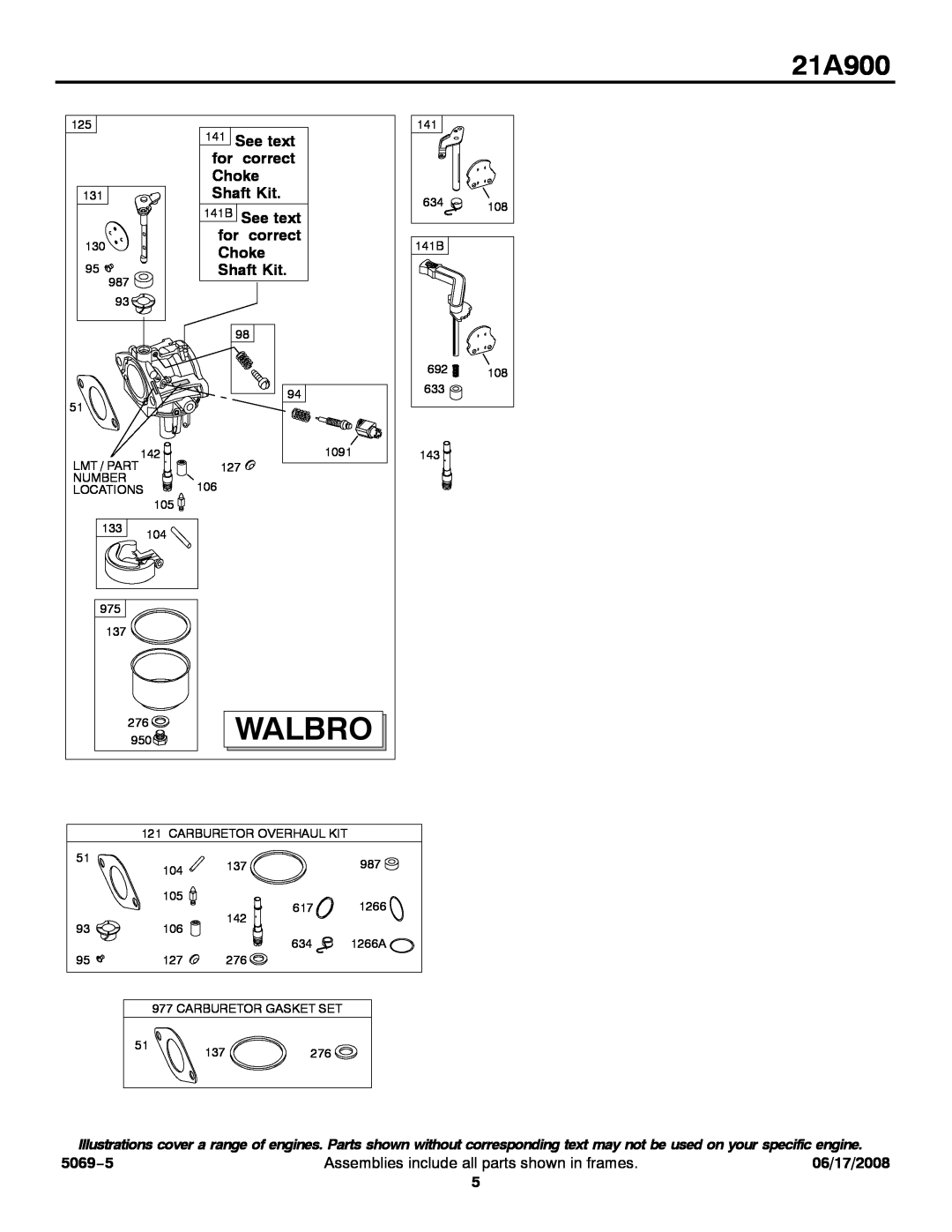 Briggs & Stratton 21A900 service manual Walbro 