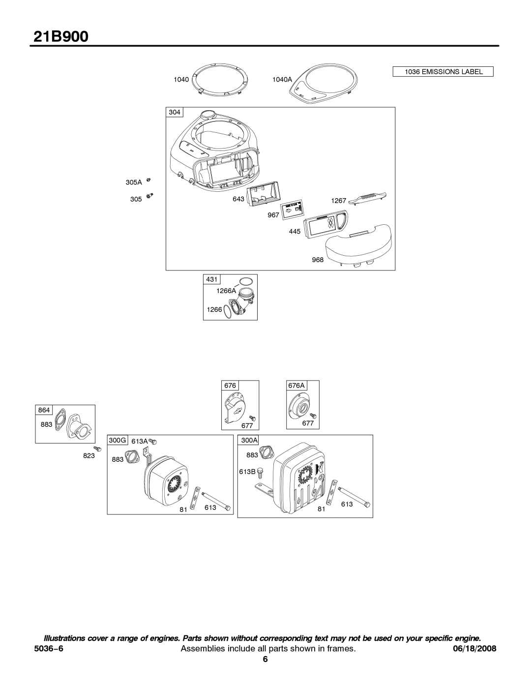 Briggs & Stratton 21B900 service manual Emissions Label 