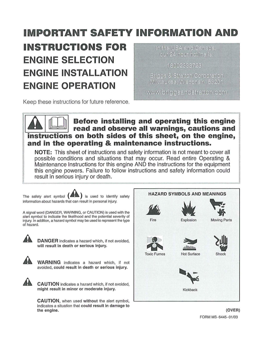 Briggs & Stratton 23A-R6, 231-R6D, 23A-FB, 23A-B manual 