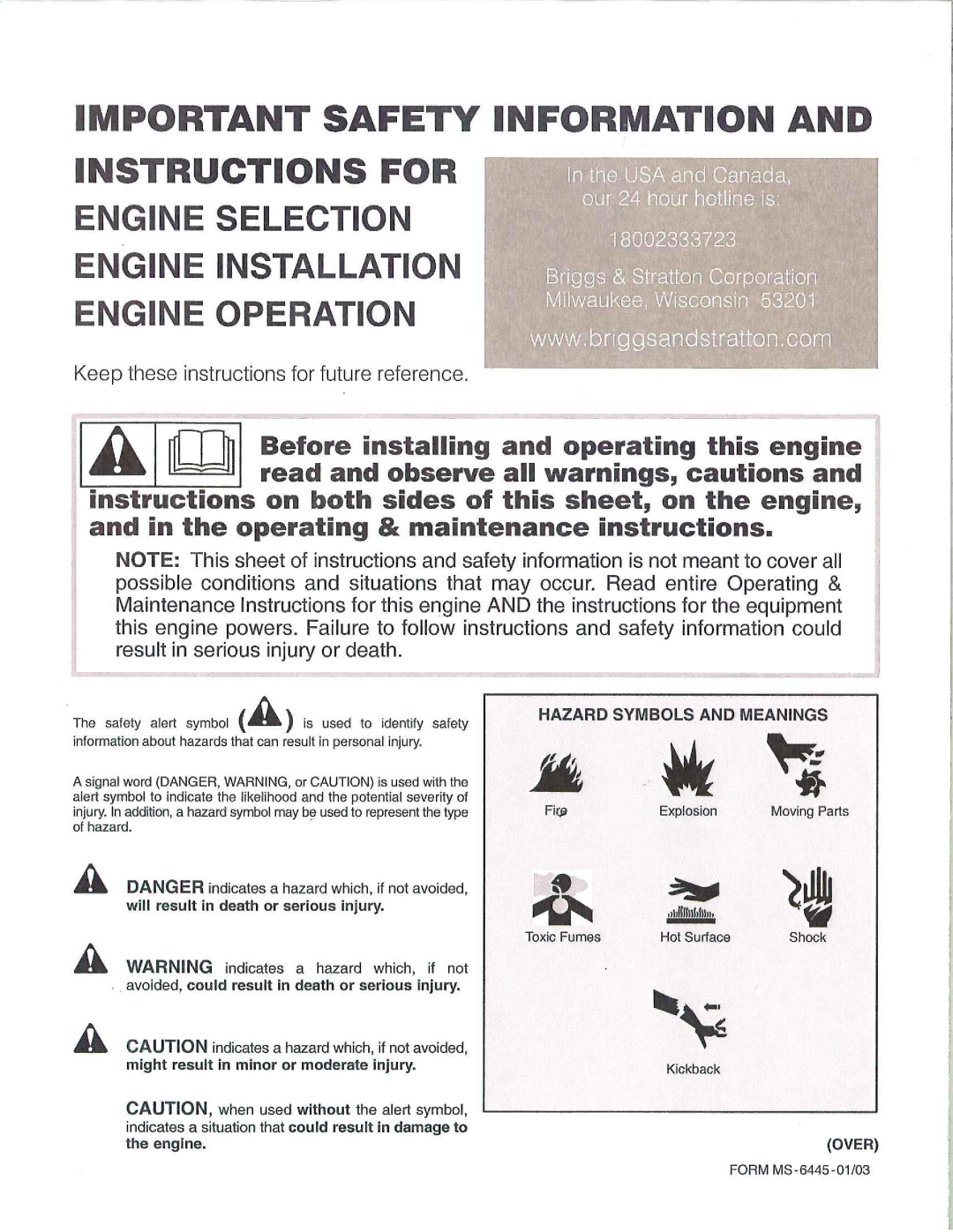 Briggs & Stratton 252400, 222400 manual 