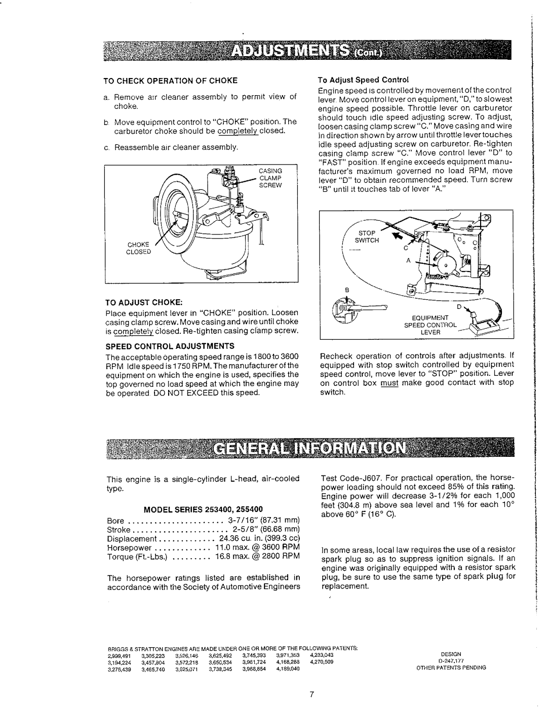 Briggs & Stratton 253400, 25540 manual 