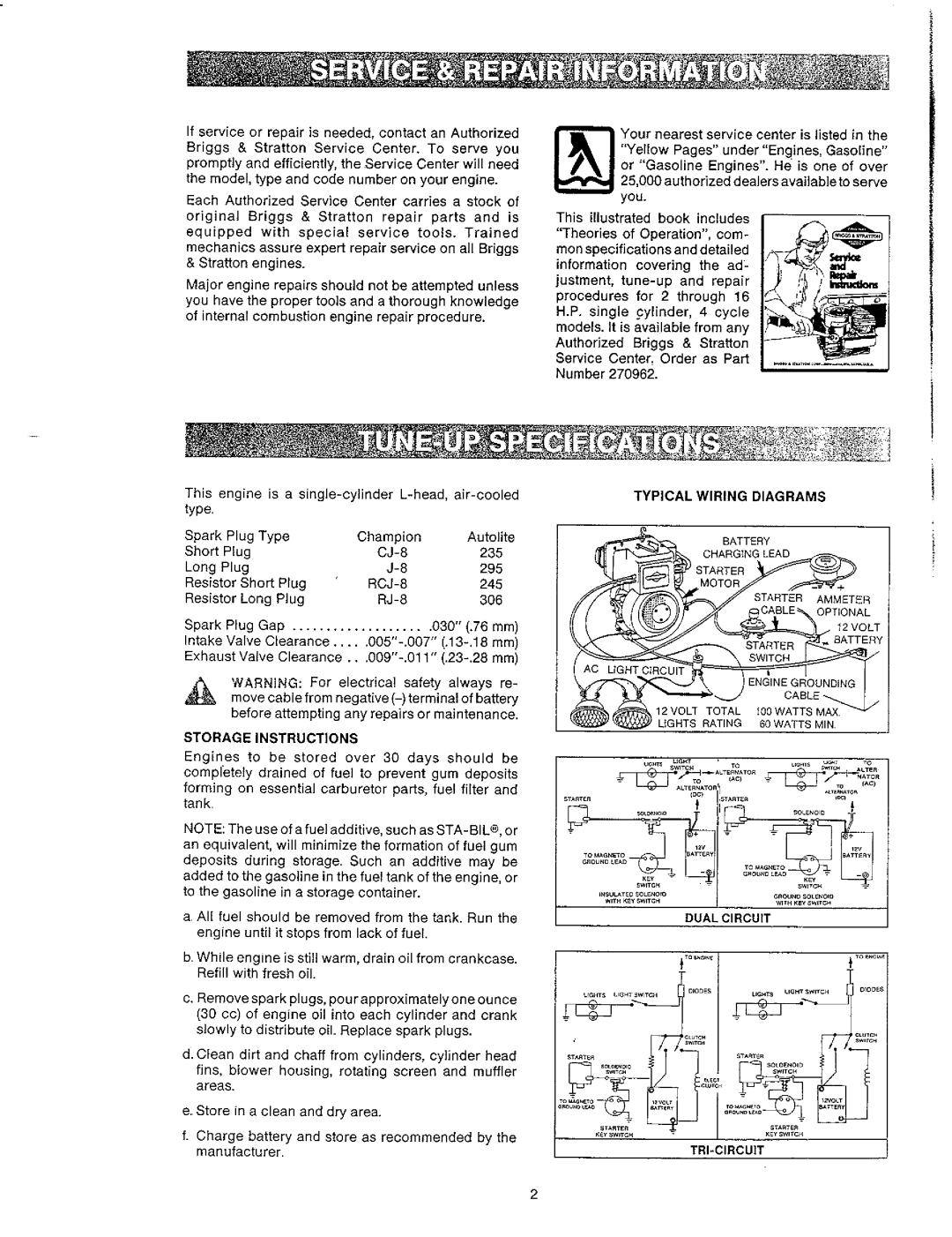 Briggs & Stratton 25540, 253400 manual 