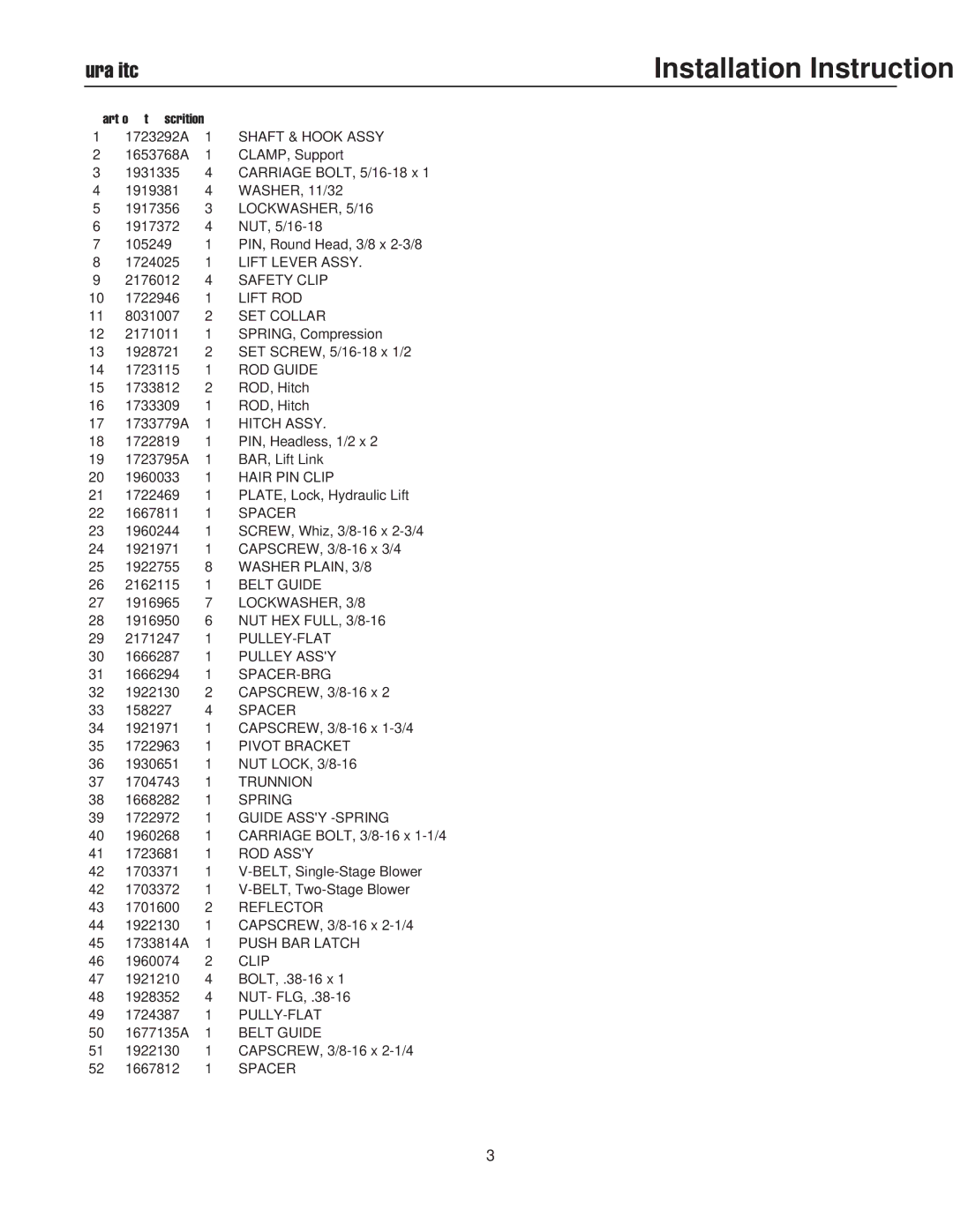 Briggs & Stratton 1800, 2600, 1600, 2800, 1700 installation instructions Installation Instructions 