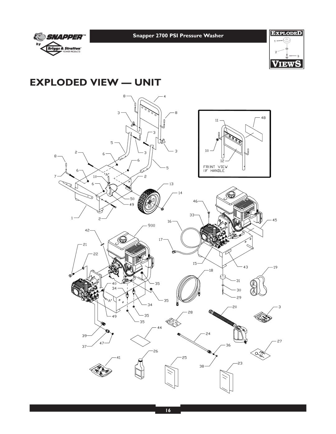 Briggs & Stratton 2700PSI owner manual Exploded View Unit 