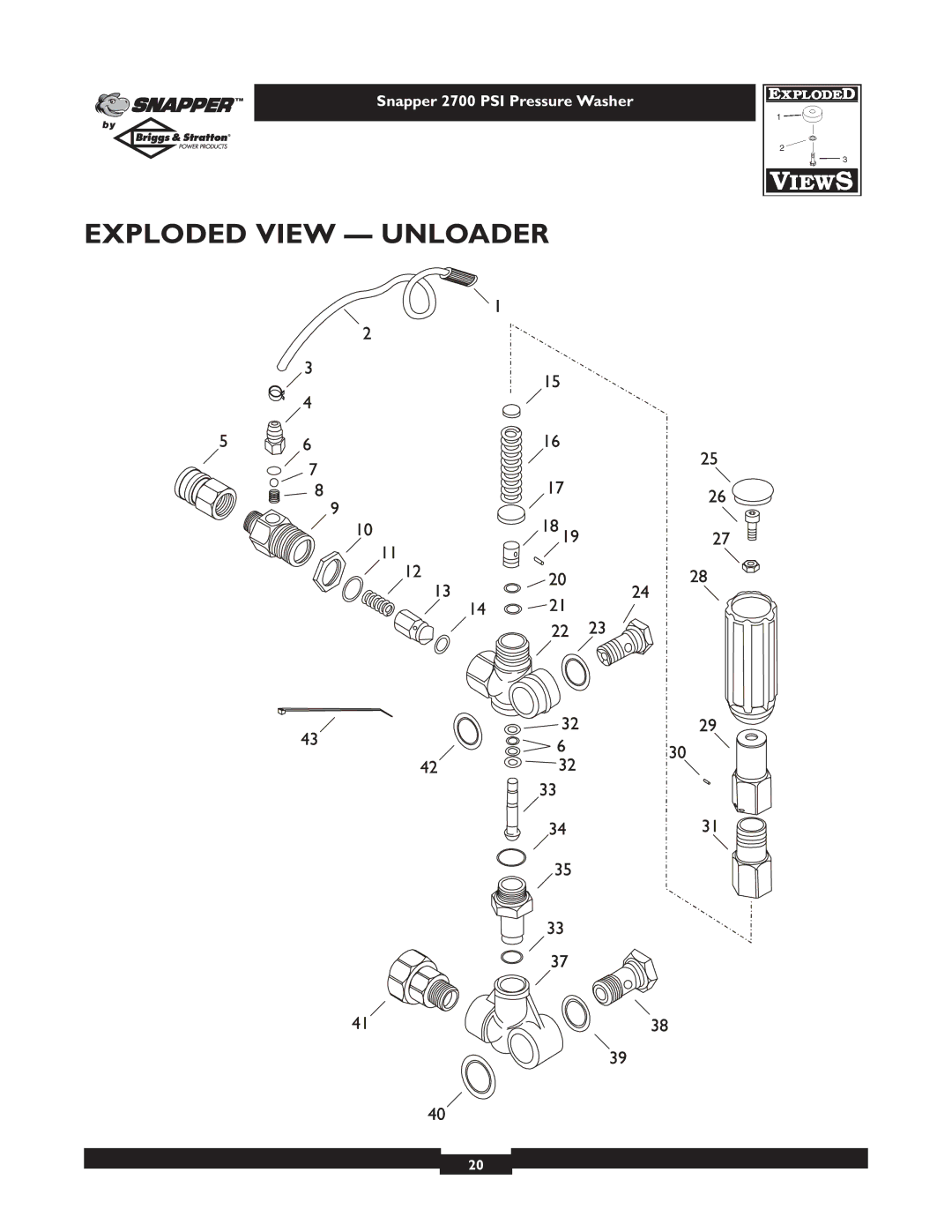 Briggs & Stratton 2700PSI owner manual Exploded View Unloader 