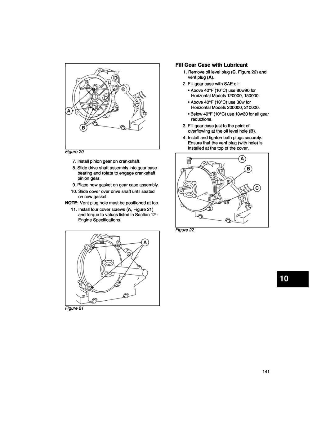 Briggs & Stratton 273521, 271172, 270962, CE8069, 276535 manual Fill Gear Case with Lubricant 