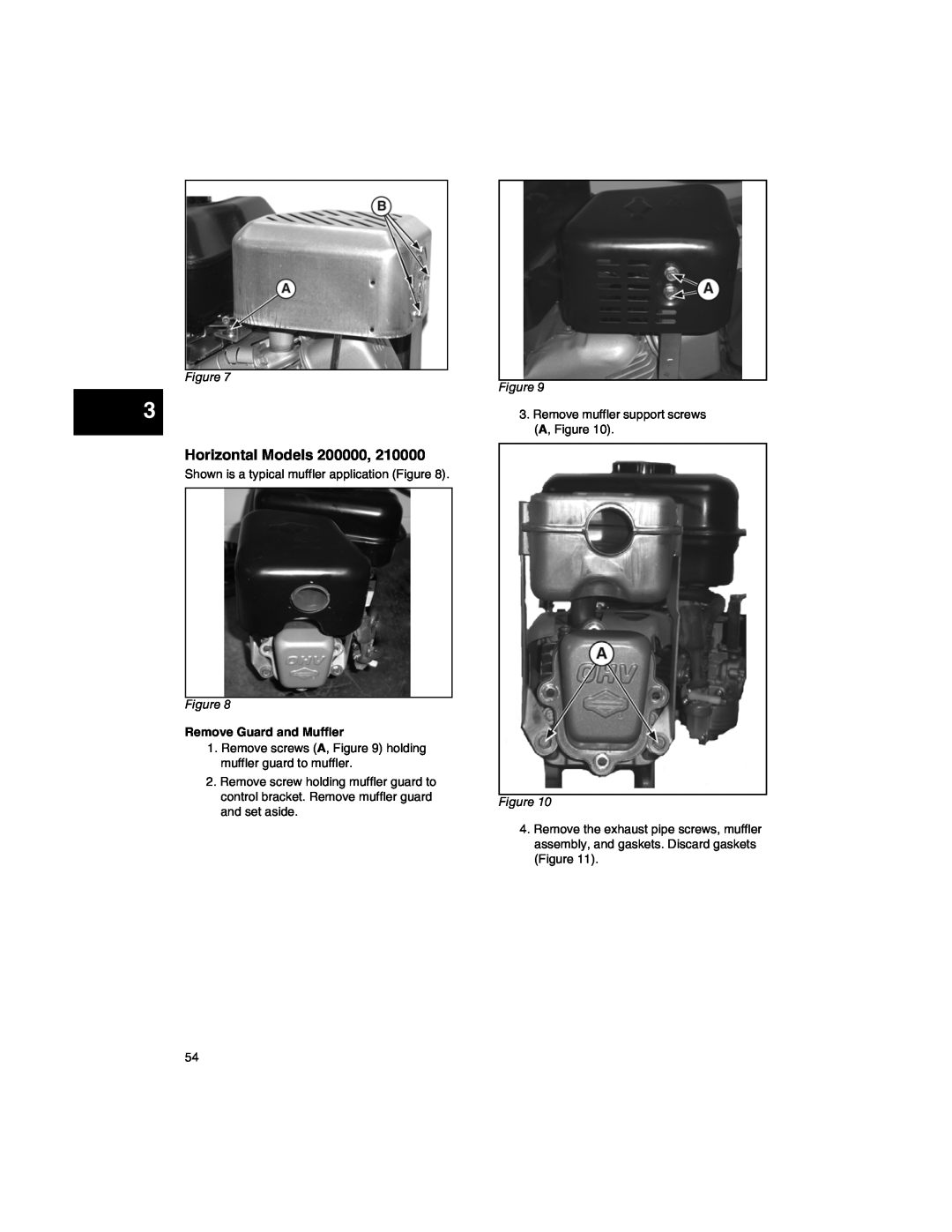 Briggs & Stratton CE8069 Horizontal Models 200000, Shown is a typical muffler application Figure, Remove Guard and Muffler 