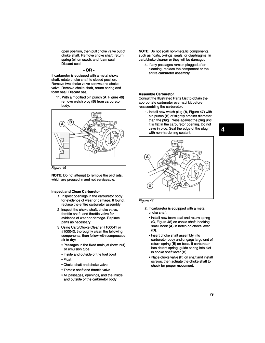 Briggs & Stratton CE8069, 271172, 270962, 276535, 273521 manual Inspect and Clean Carburetor, Assemble Carburetor 