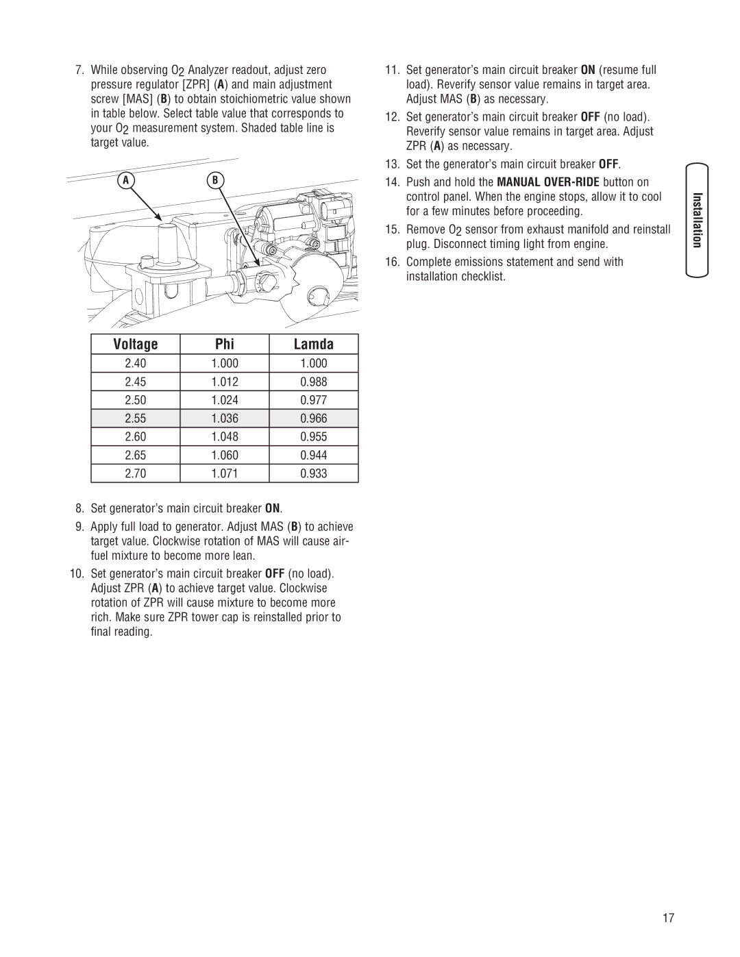 Briggs & Stratton 30000 SERIES system manual Voltage Phi Lamda 