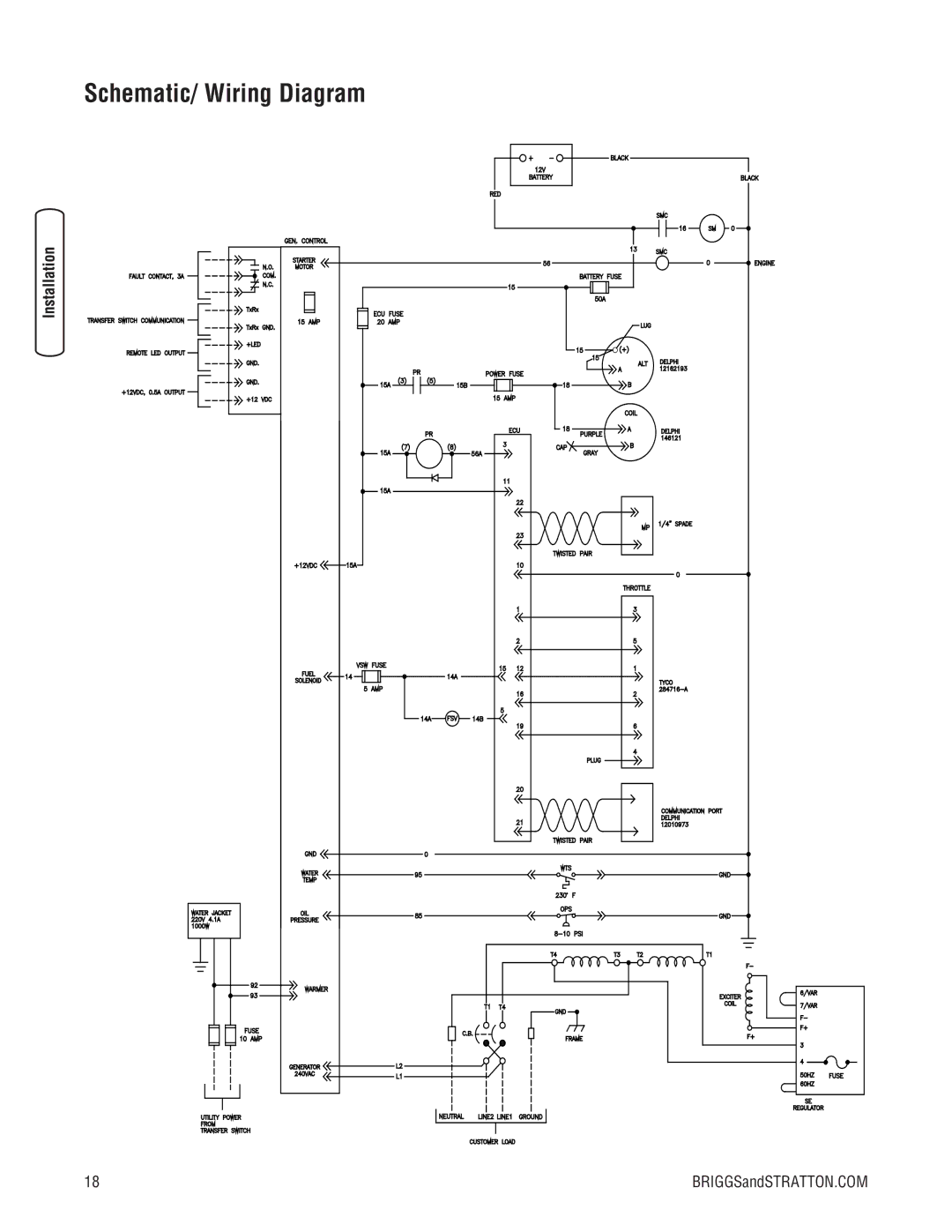 Briggs & Stratton 30000 SERIES system manual Schematic/ Wiring Diagram 