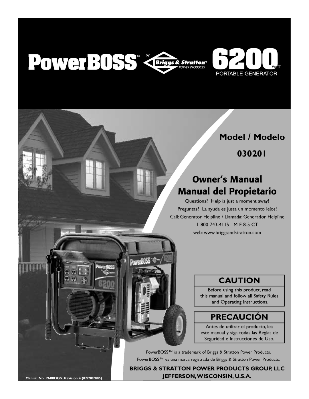 Briggs & Stratton owner manual Model / Modelo 030201 