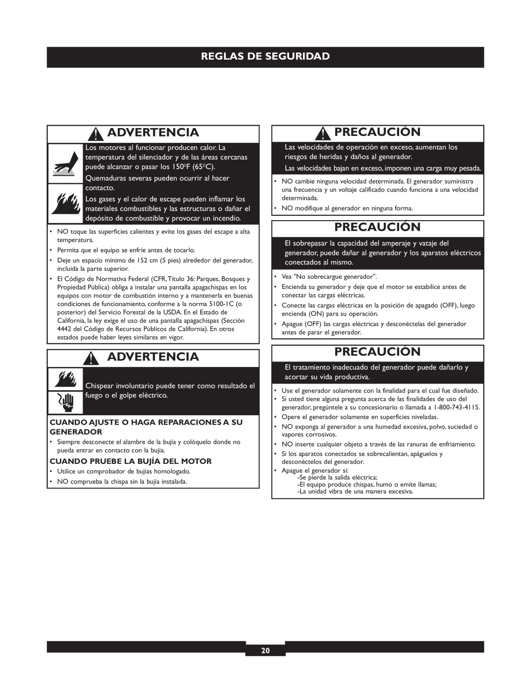 Briggs & Stratton 30205 manual Precaución, Advertencia, Reglas De Seguridad 