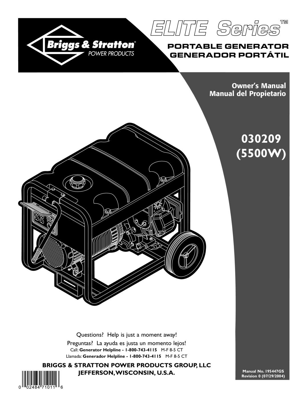 Briggs & Stratton owner manual 030209 5500W 