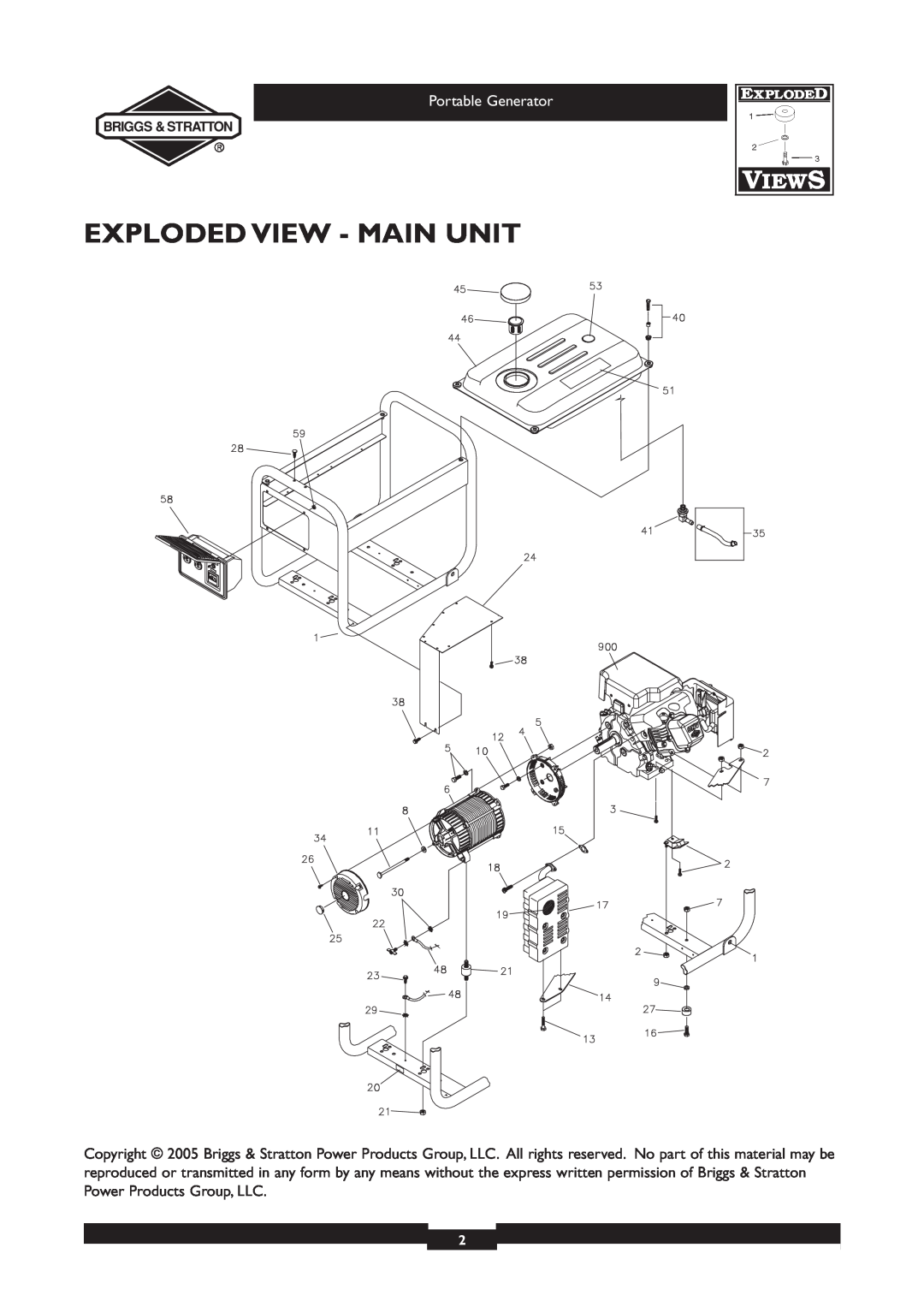 Briggs & Stratton 30213 operating instructions Exploded View - Main Unit, Portable Generator 