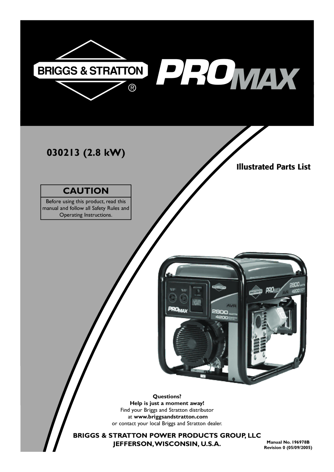 Briggs & Stratton operating instructions 030213 2.8 kW 