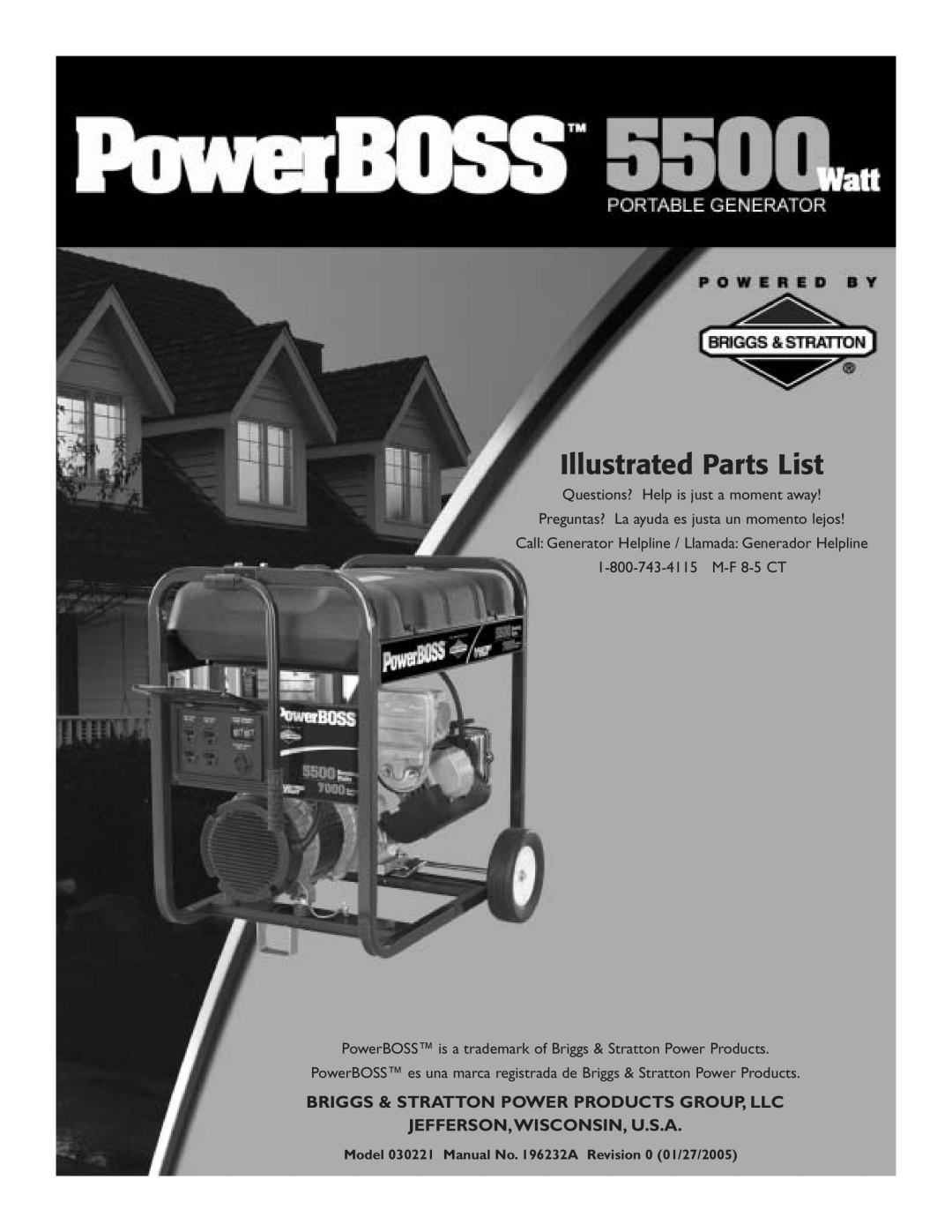 Briggs & Stratton 30221 manual Illustrated Parts List, Briggs & Stratton Power Products Group, Llc 