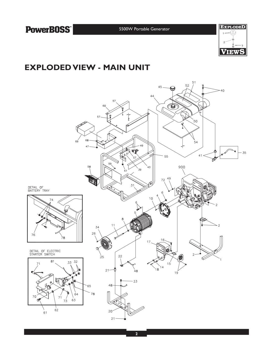 Briggs & Stratton 30221 manual Exploded View - Main Unit, 5500W Portable Generator 