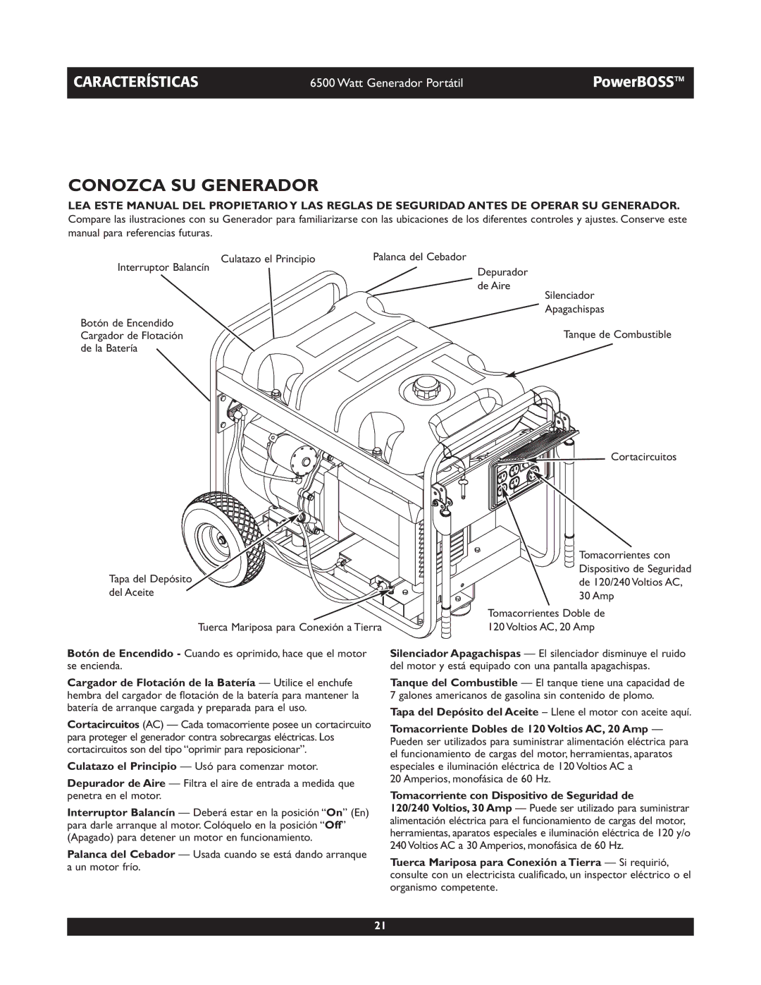 Briggs & Stratton 30227 owner manual Conozca SU Generador, Tomacorriente con Dispositivo de Seguridad de 