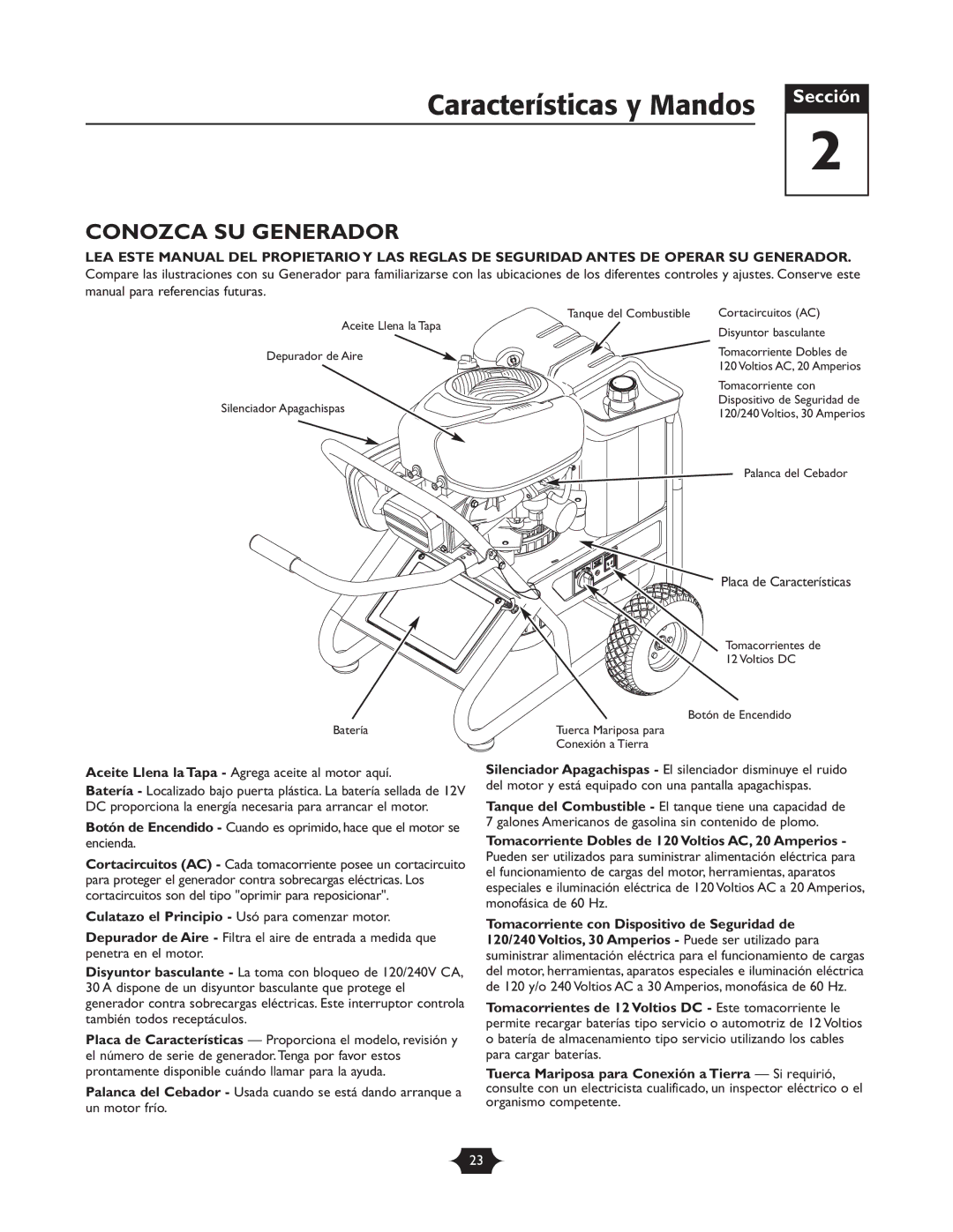 Briggs & Stratton 30237 owner manual Características y Mandos, Conozca SU Generador, Placa de Características 